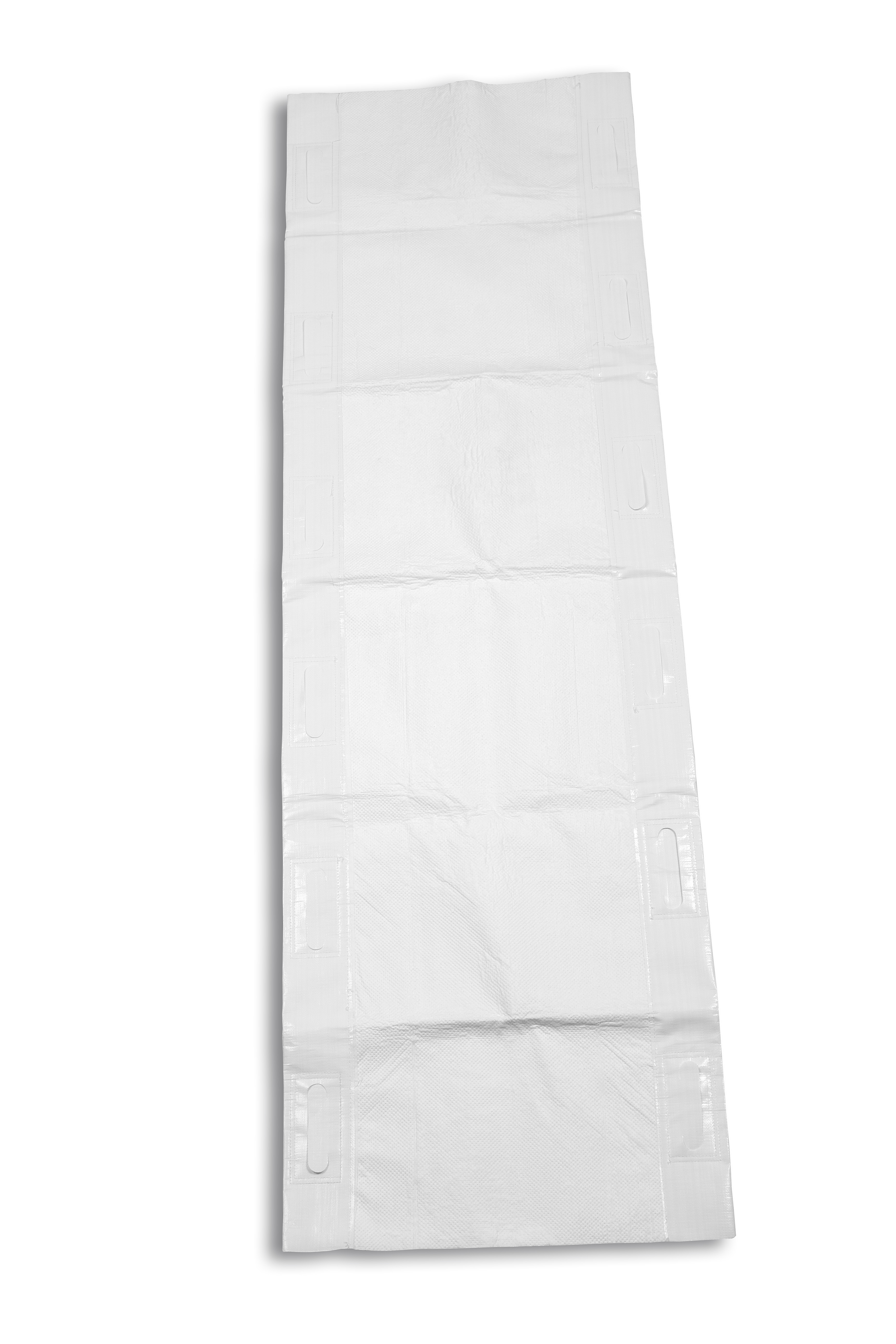 Disposable Carry Sheet, white, with an absorbent core, DIN EN 1865, with 12 Handels, only for transfer, extra strong laminated, tearproof, water resistant, individually packed, only for single use

Material:
Polyester, Nylon Size: 200 x 70 cm
Unit: 24 pcs./ctn – 20 VE/Pallet
Cartonsize: 60x40x40 cm
Net weight: 17,30 kg Gross weight: 18,30 kg